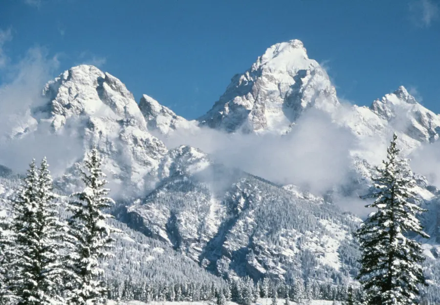 The Teton Range in winter.