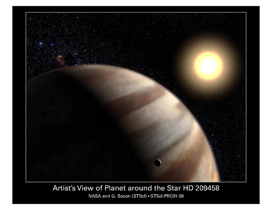 An artist's impression, released by NASA in 2001, of the gas giant orbiting the star HD 209458.