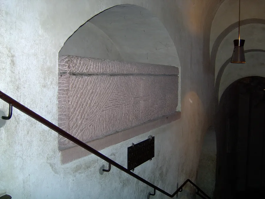 The tomb of Emperor Henry V in the crypt of Speyer Cathedral, Germany.