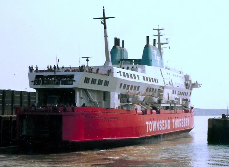 The Herald of Free Enterprise at Dover's Eastern Docks in 1984.