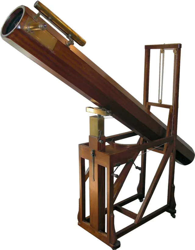 A model of the telescope with which William Herschel found Uranus, at the Herschel Museum of Astronomy in Bath.