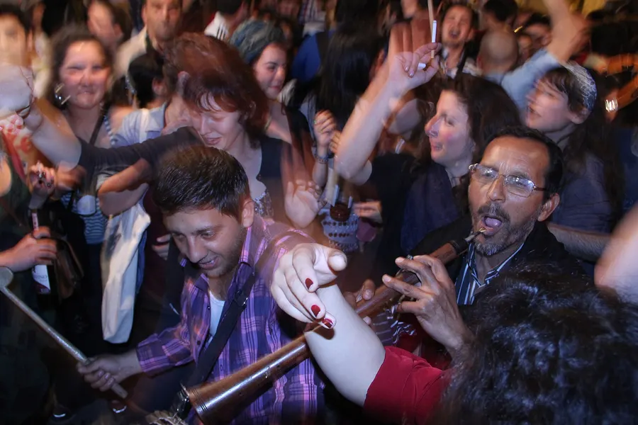 Drummers and crowds at the Hıdırellez festival in Ahırkapı, Istanbul, in 2013.