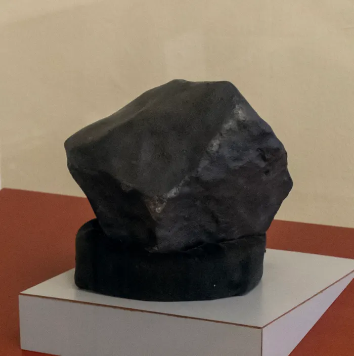 The Hodges meteorite on display at the Alabama Museum of Natural History, 2024.