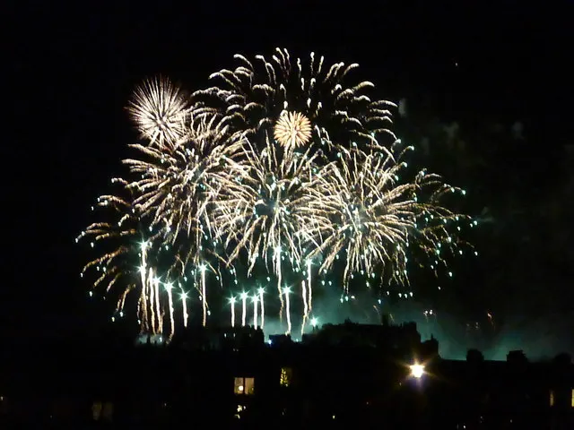 Hogmanay fireworks over Edinburgh Castle.