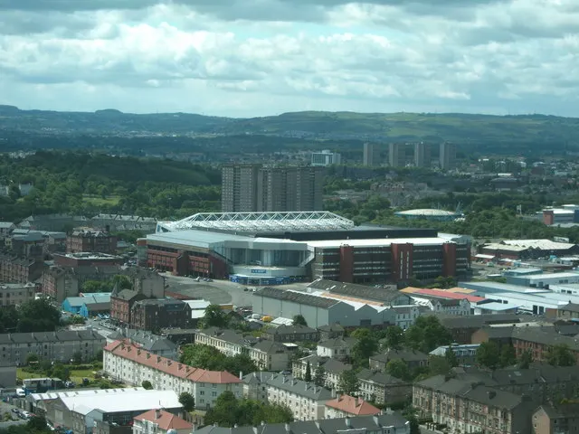 Ibrox Stadium, the home of Rangers, seen from the Glasgow Science Centre Tower in 2008.