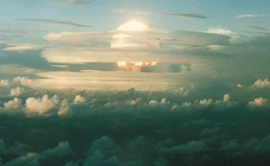 The Ivy Mike explosion on Enewetak Atoll, 1 November 1952 local time (31 October in the United States).