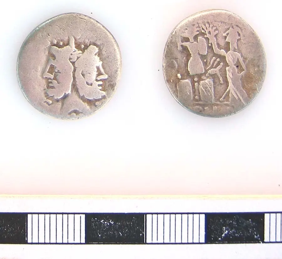 A Roman silver denarius of about 119 BC with the two-faced head of Janus, god of beginnings, who gave January its name.