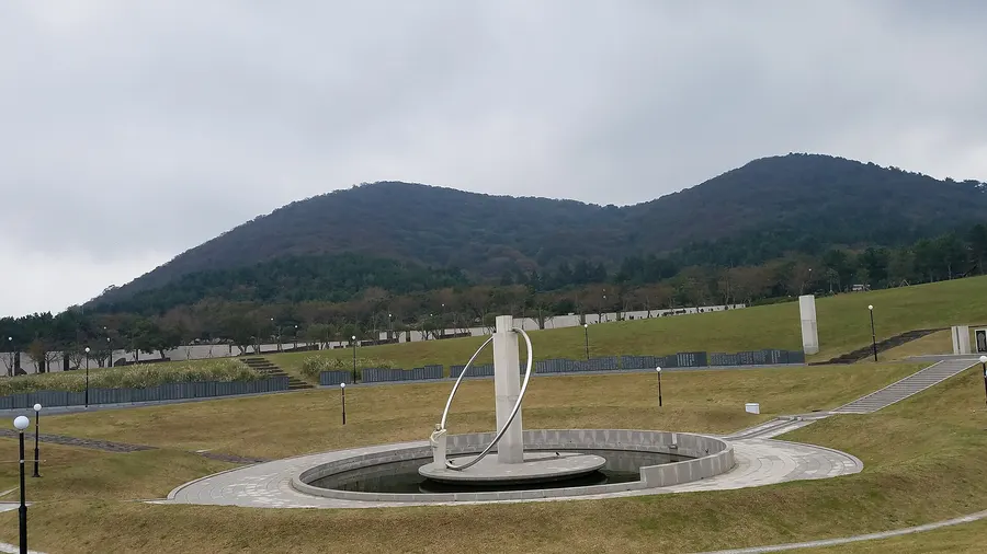 The memorial monument at the Jeju 4.3 Peace Park, Jeju Island, 2018.