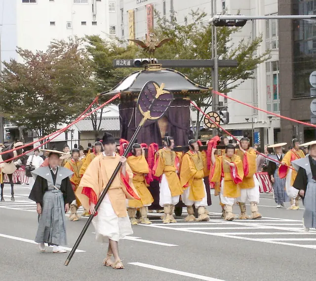 The gohoren, the sacred palanquins, carried in the Jidai Matsuri procession through Kyoto.