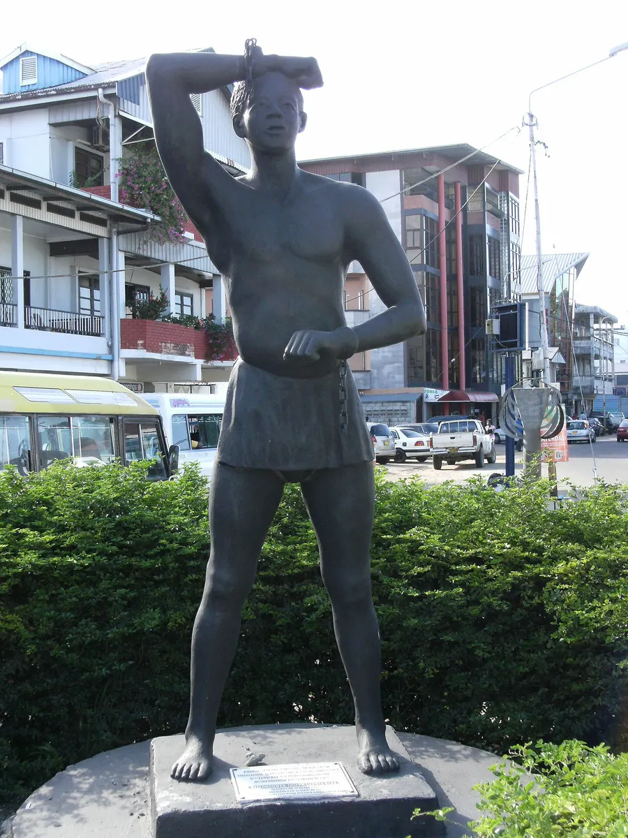 The Kwakoe statue in Paramaribo, Suriname, a monument to the end of slavery