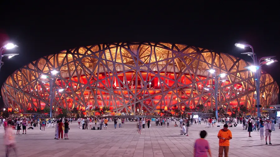 The Beijing National Stadium, the Bird's Nest, during the 2008 Olympic Games