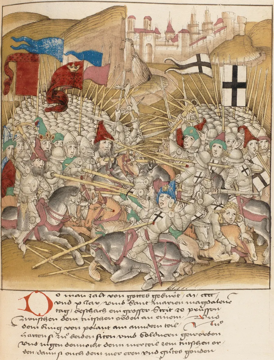 The Battle of Tannenberg (Grunwald), from the illustrated Swiss chronicle of Diebold Schilling the Elder, about 1485