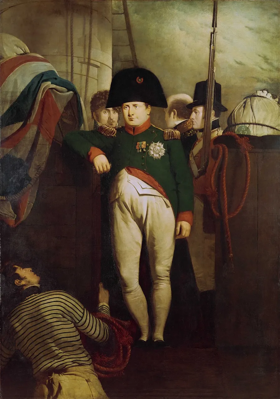 Napoleon on board the Bellerophon in Plymouth Sound, painted by Charles Lock Eastlake in 1815
