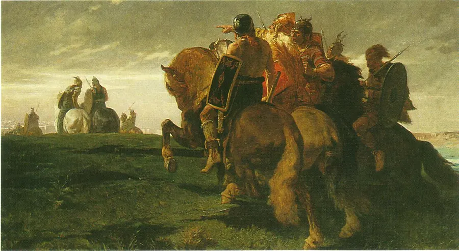 Gauls within sight of Rome, painted by Évariste-Vital Luminais in the 19th century