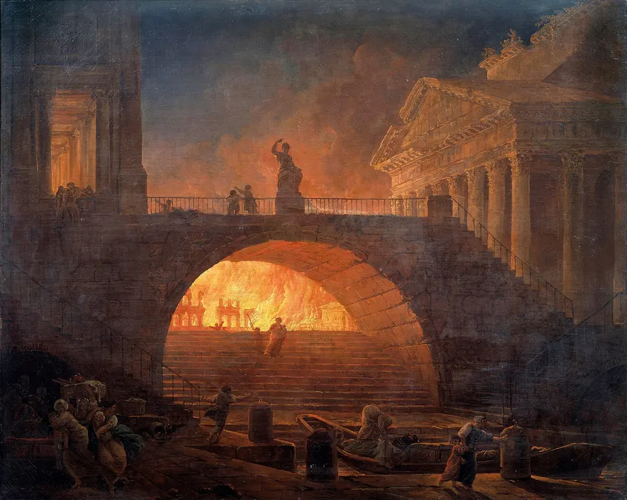 The Fire of Rome, painted by Hubert Robert in the late 18th century