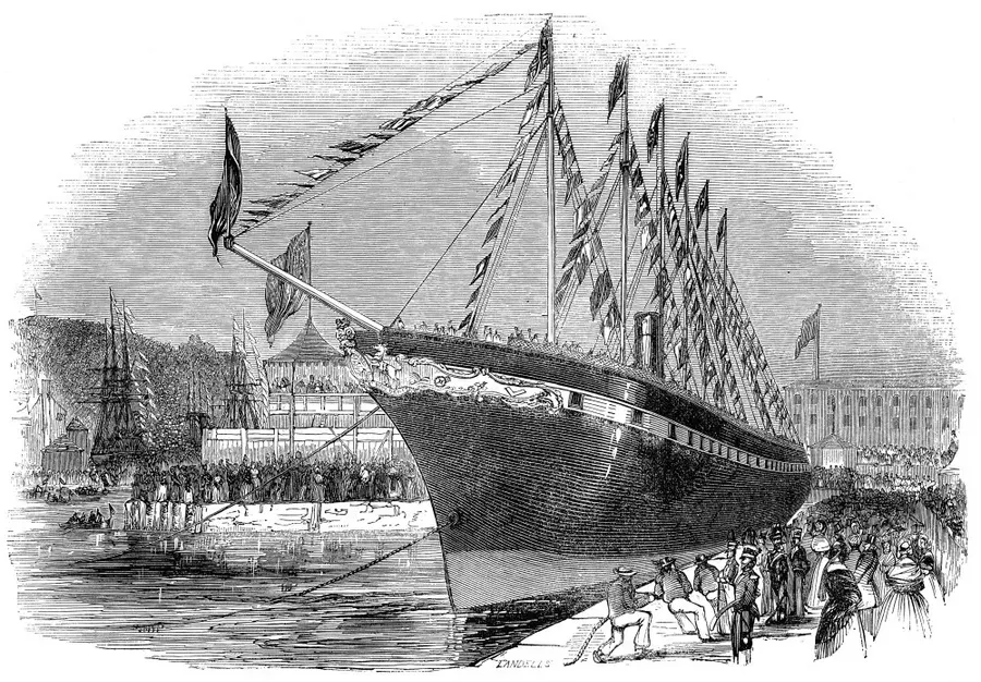 The launch of the Great Britain at Bristol, from the German weekly Illustrirte Zeitung in 1843