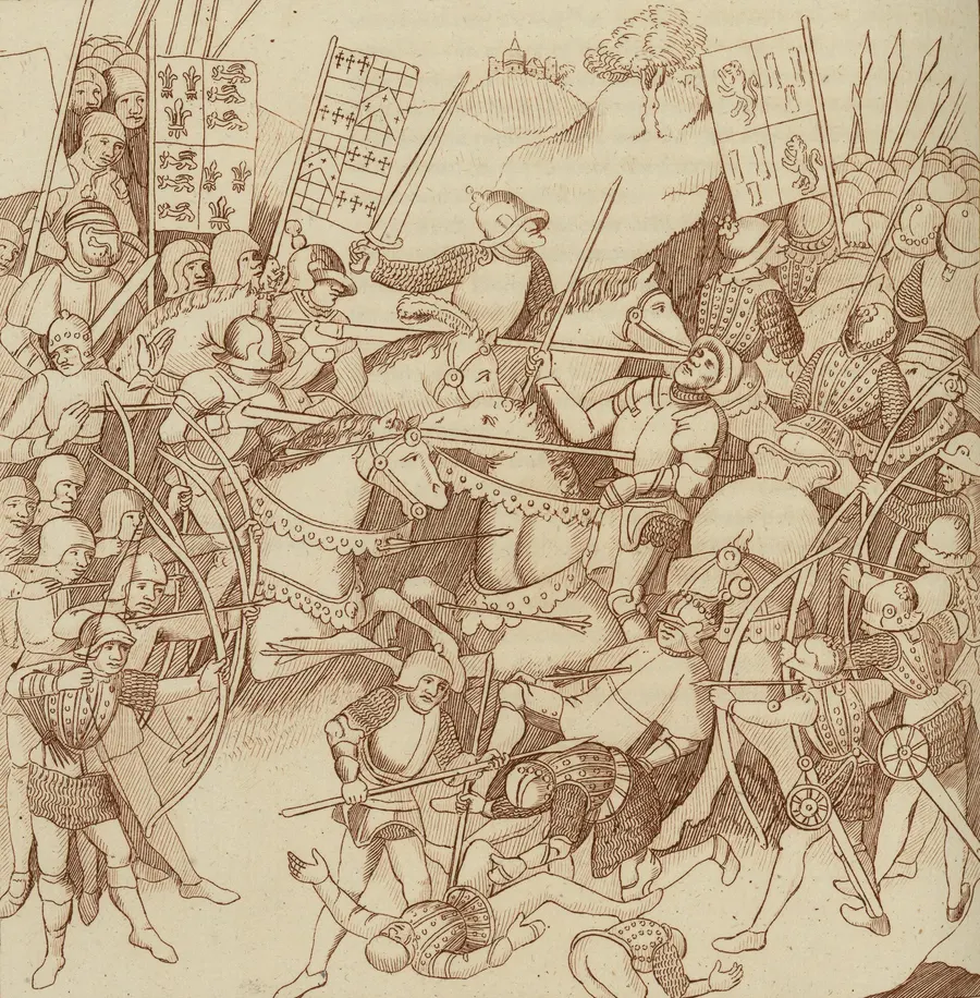 The Battle of Shrewsbury, a drawing from an 18th-century illustrated copy of Thomas Pennant's A Tour in Wales, now in the National Library of Wales