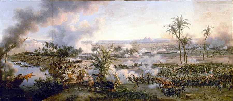 The Battle of the Pyramids, painted by Louis-François Lejeune, an officer who served in Napoleon's armies