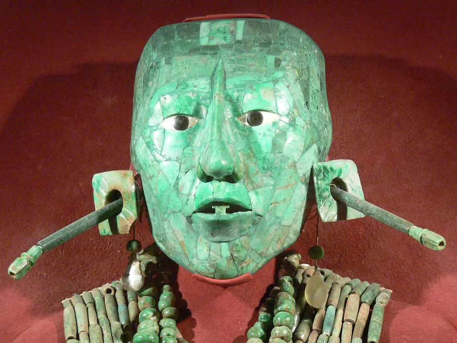 Pakal's jade funerary mask, found in his tomb in the Temple of the Inscriptions at Palenque