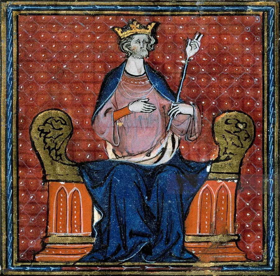 Hugh Capet enthroned, in a medieval French manuscript illustration