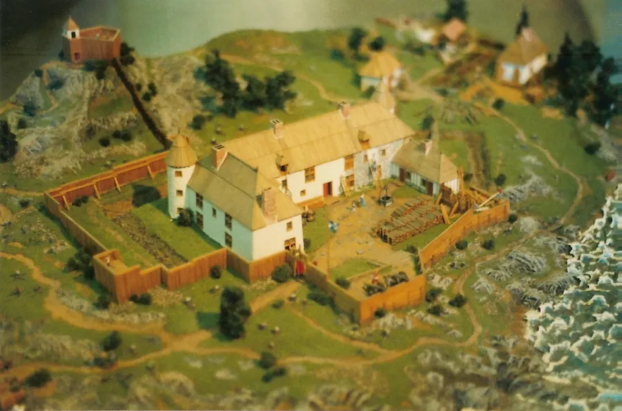 A scale model of Champlain's Habitation, the fortified trading post built at Quebec in 1608