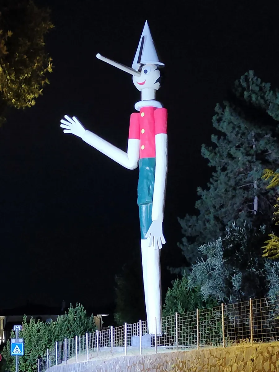 The giant Pinocchio statue at Collodi in Tuscany, the village that gave Carlo Lorenzini his pen name