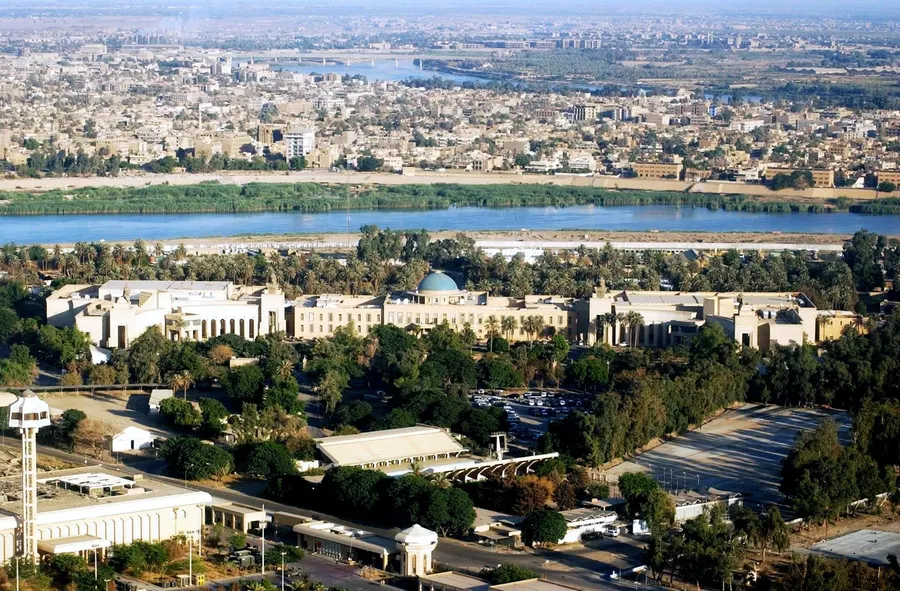 Baghdad and the River Tigris in an aerial view taken in 2005