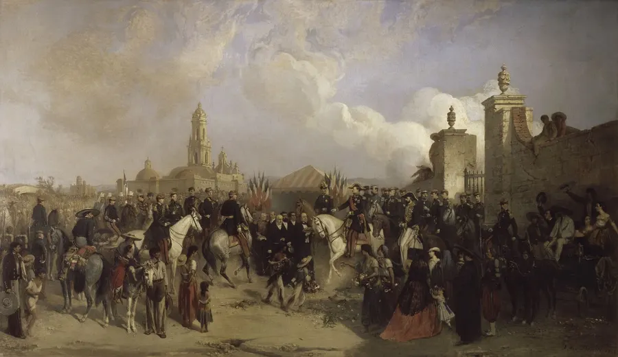 The French expeditionary force enters Mexico City in June 1863, painted by Jean-Adolphe Beaucé
