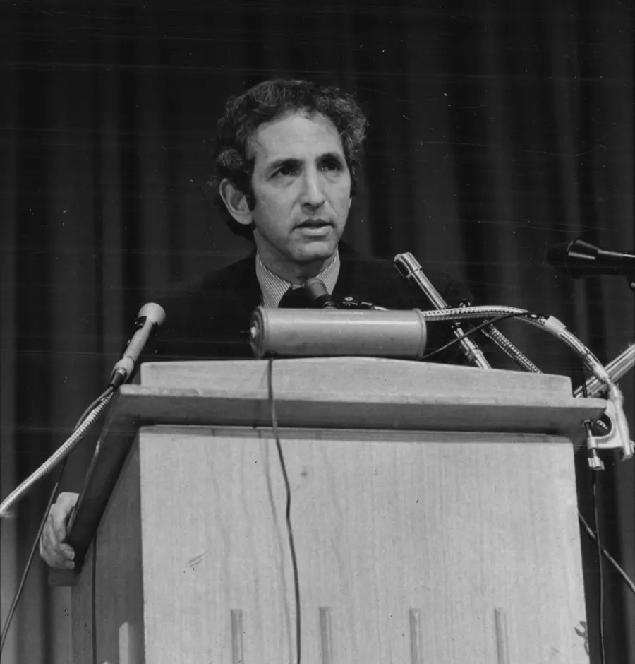 Daniel Ellsberg, who leaked the Pentagon Papers, speaking at a press conference in 1972
