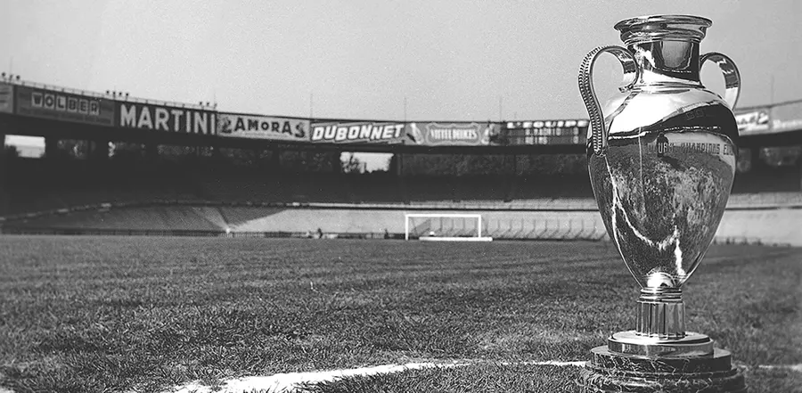 The new European Champion Clubs' Cup on show at the Parc des Princes in Paris on the day of the first final, 13 June 1956