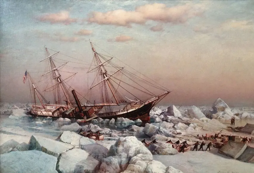 Abandoning the Arctic exploration ship Jeannette, a painting by James Gale Tyler