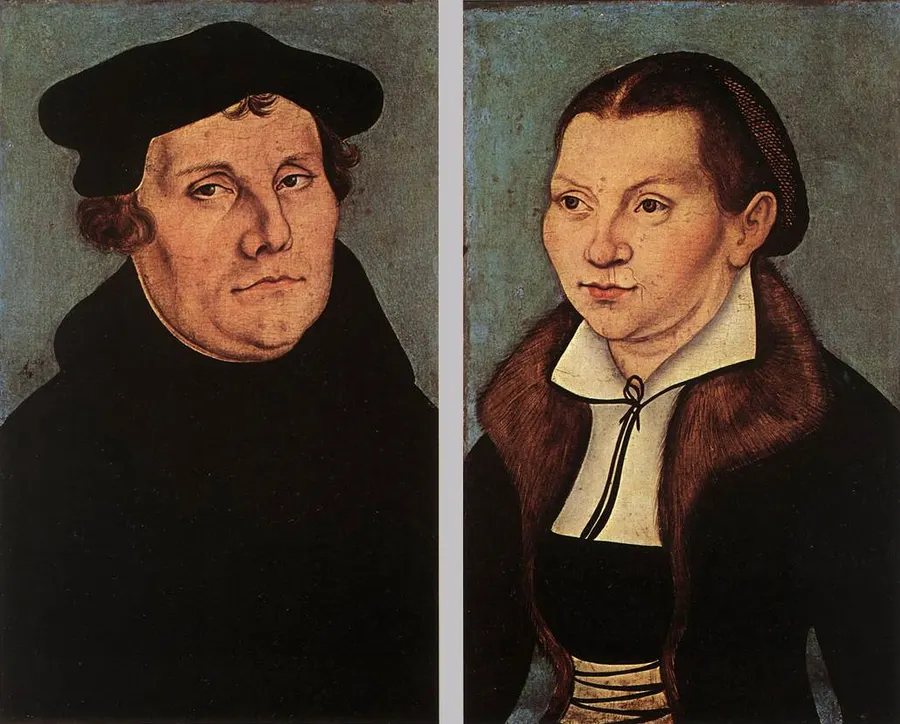 Martin Luther and Katharina von Bora, a pair of portraits from the workshop of Lucas Cranach the Elder, in the Uffizi, Florence