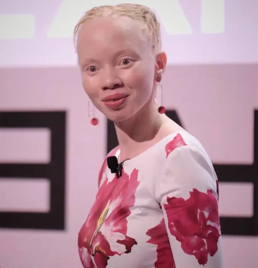 The South African model, lawyer and campaigner Thando Hopa speaking at the World Economic Forum in Davos in 2020