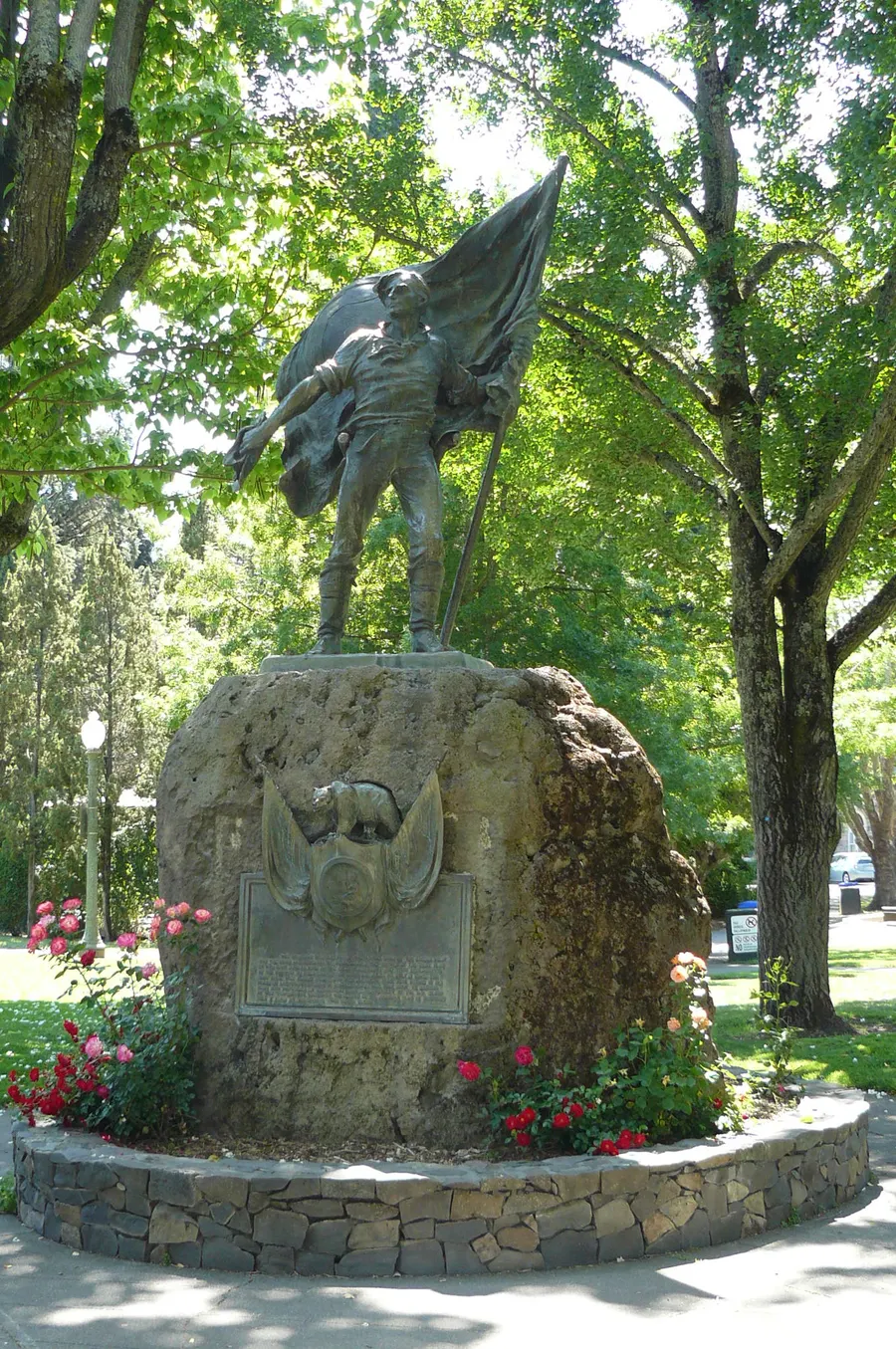 The Bear Flag Monument in the plaza at Sonoma, California, where the flag was raised