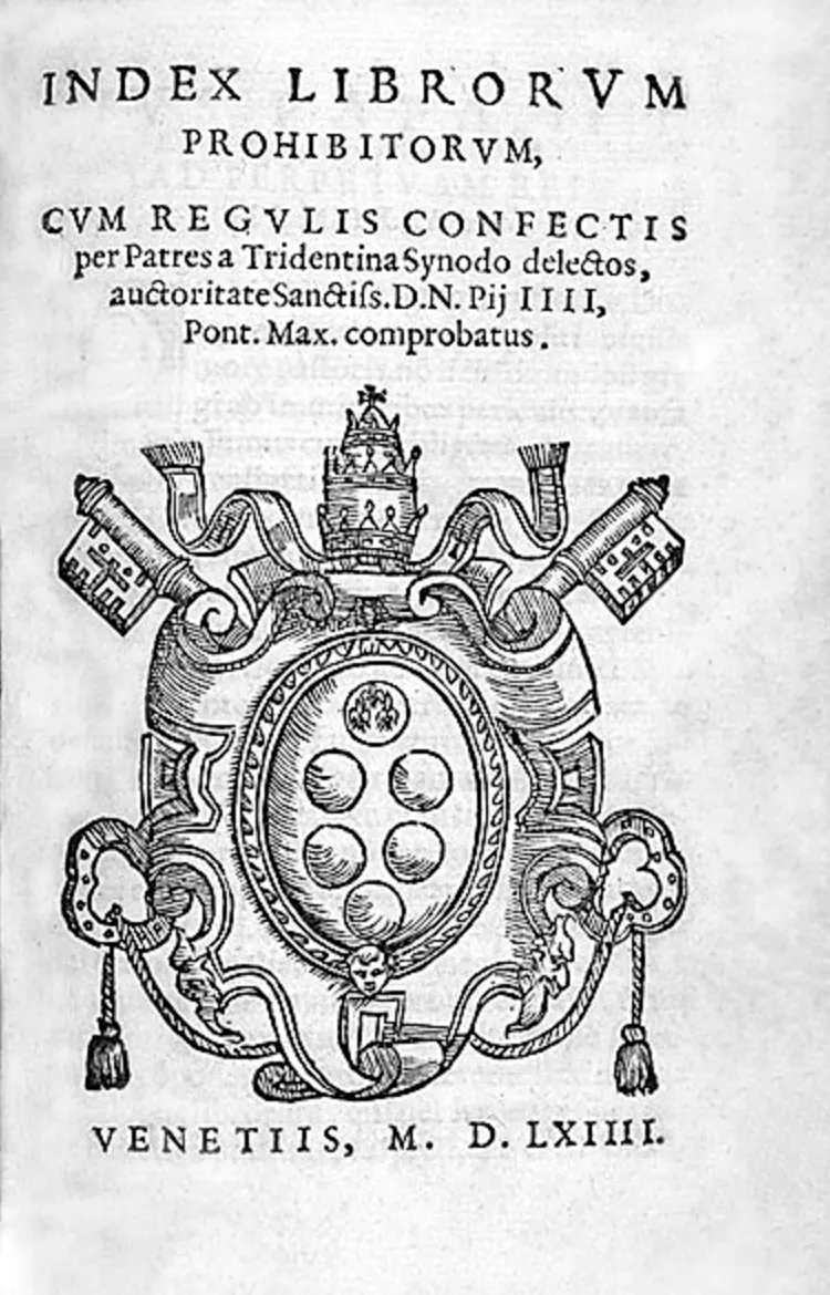 Title page of an Index of Forbidden Books printed in Venice in 1564