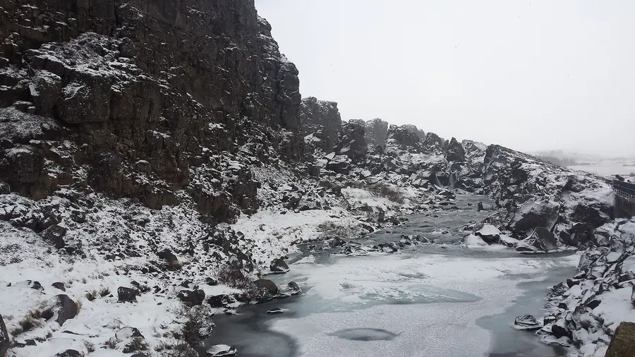 The rift valley at Þingvellir, where Iceland's old assembly met and where the republic was proclaimed in 1944