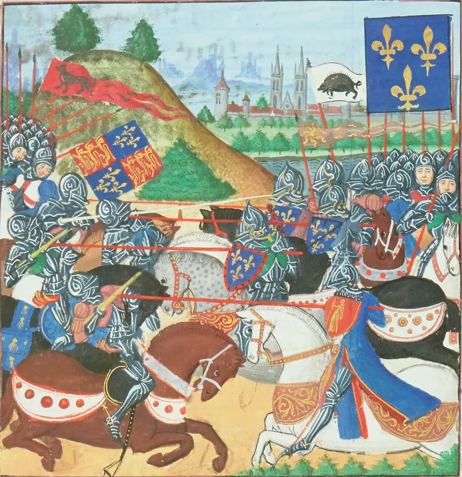 The Battle of Patay in a French manuscript painting of about 1470-1479