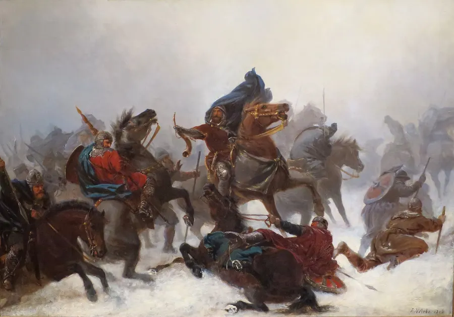 The Flight of King Sverre, a scene from Sverre's wars painted by Peter Nicolai Arbo in 1862
