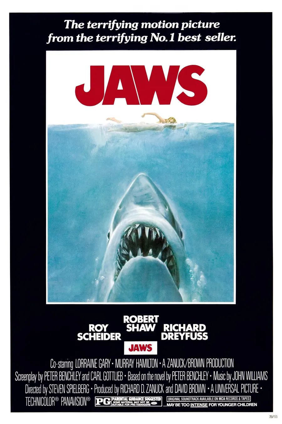 The original poster for Jaws, with artwork by Roger Kastel