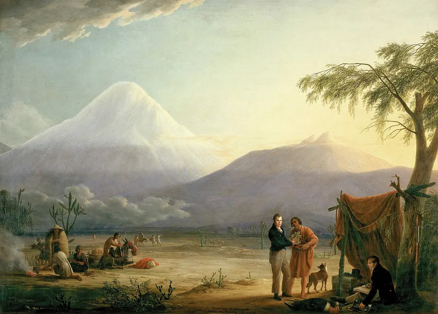 Alexander von Humboldt and Aimé Bonpland at the foot of Chimborazo, painted by Friedrich Georg Weitsch in 1810