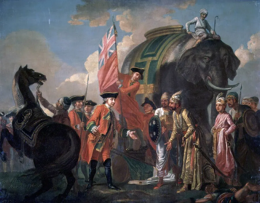 Robert Clive meeting Mir Jafar after the Battle of Plassey, a painting by Francis Hayman of about 1760