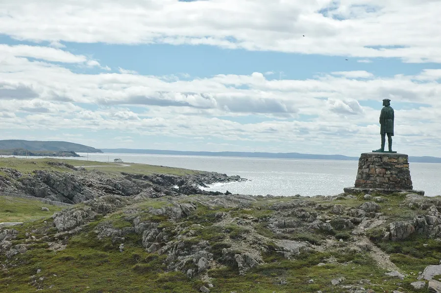 A statue of John Cabot looking out over Bonavista Bay from Cape Bonavista, Newfoundland, the traditional site of his landfall