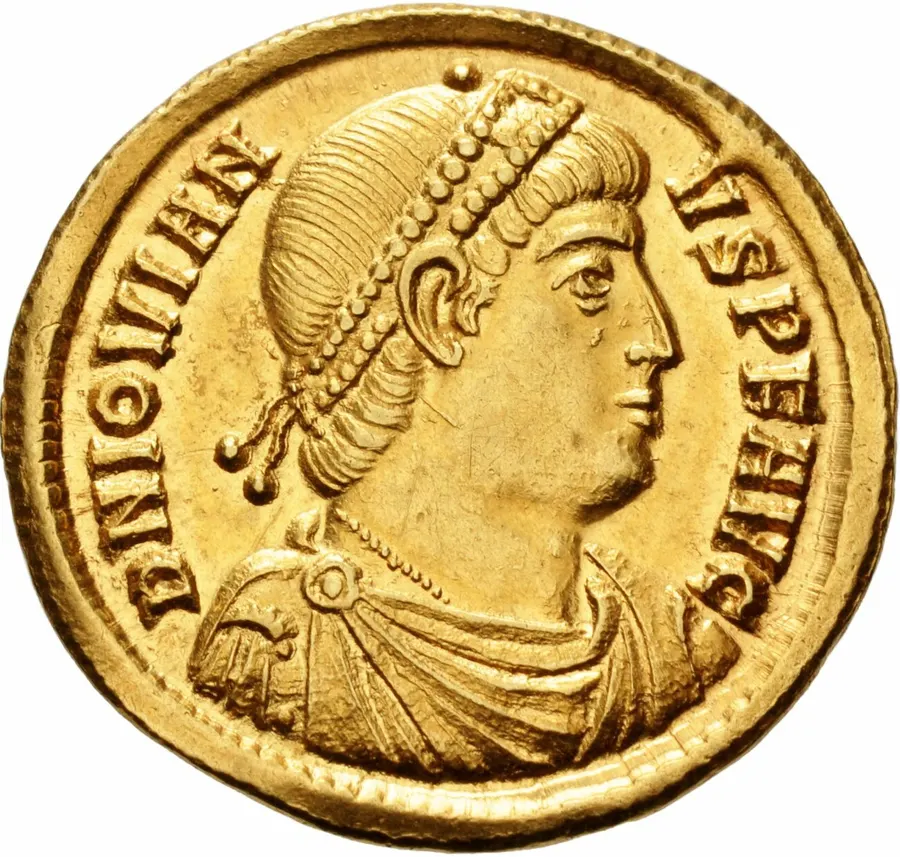 A gold solidus coin of the emperor Jovian, struck in 363-364
