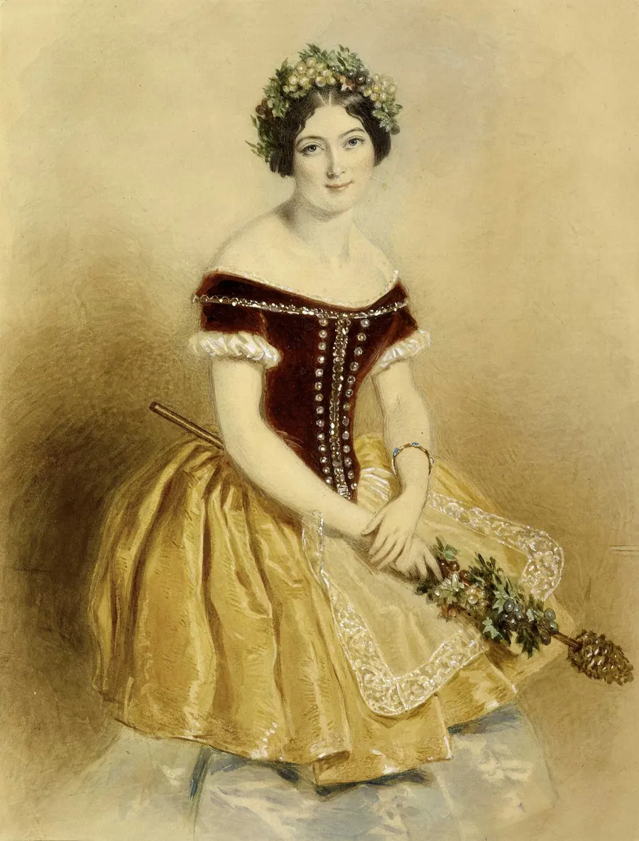 Carlotta Grisi in the title role of Giselle, in a coloured print of the 1840s