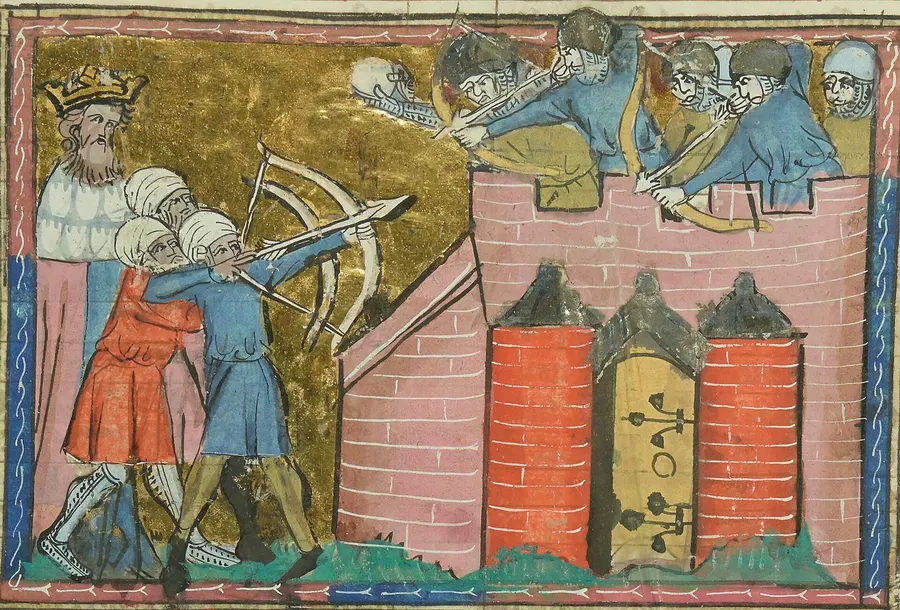 A medieval manuscript painting of Kerbogha's forces besieging Antioch, held at the time by the crusaders