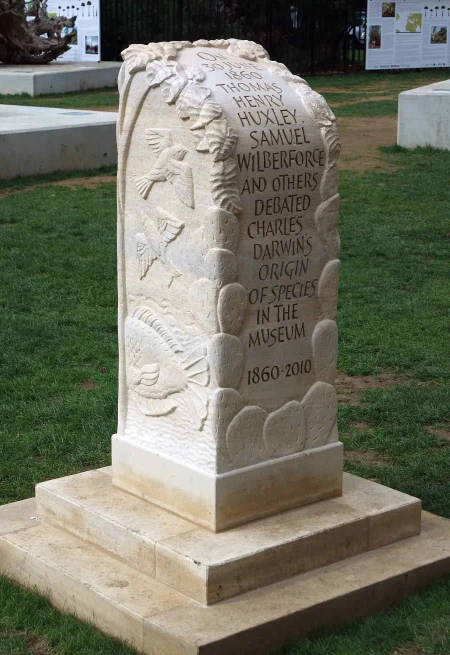 A memorial stone to the 1860 evolution debate outside the Oxford University Museum of Natural History
