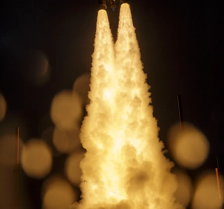 The Ariane 5 rocket carrying the James Webb Space Telescope lifts off from Kourou, French Guiana, 25 December 2021.