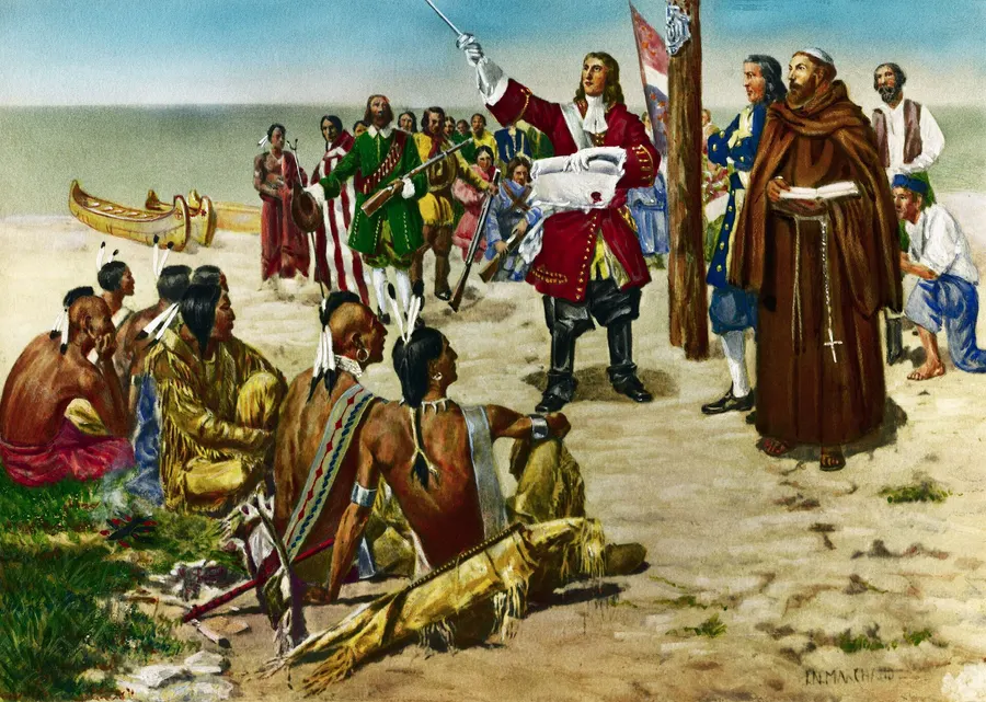 La Salle taking possession of Louisiana, as imagined by John Norval Marchand.
