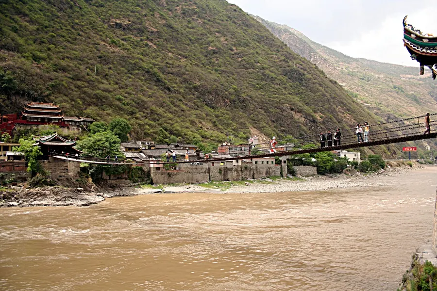 The chain bridge at Luding on the Dadu river, crossed during the Long March.