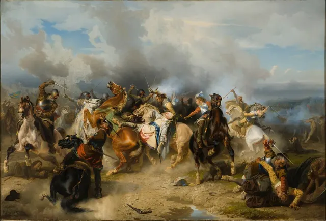 The death of King Gustav II Adolf at Lützen, painted by Carl Wahlbom in 1855.